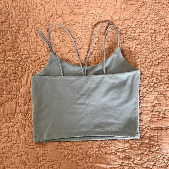 Brand New Soft Blue Grey Abercrombie & Fitch Cropped Tank Top - Picture 2 of 3